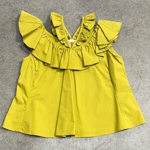 Yellow Ruffle Sleeveless Top
